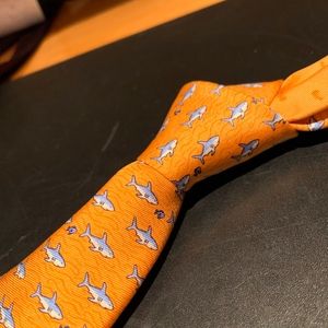 Silk Orange Sharks and Fishes Tommy Hilfiger Tie